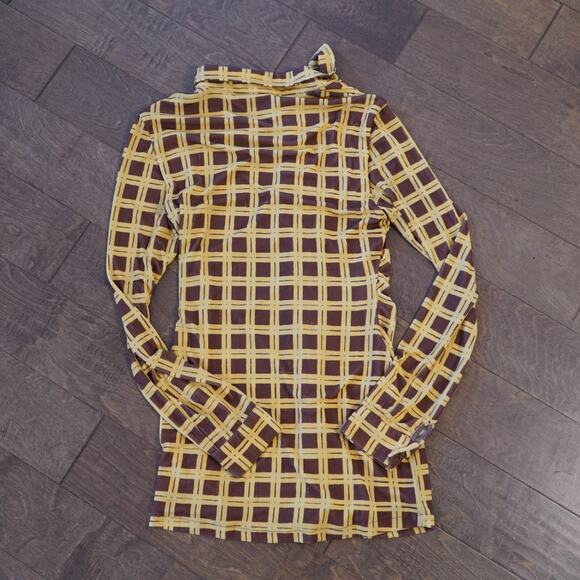 With Jean Andy Long Sleeve Button Front Check Dress Yellow M Clueless Y2K - Picture 3 of 7